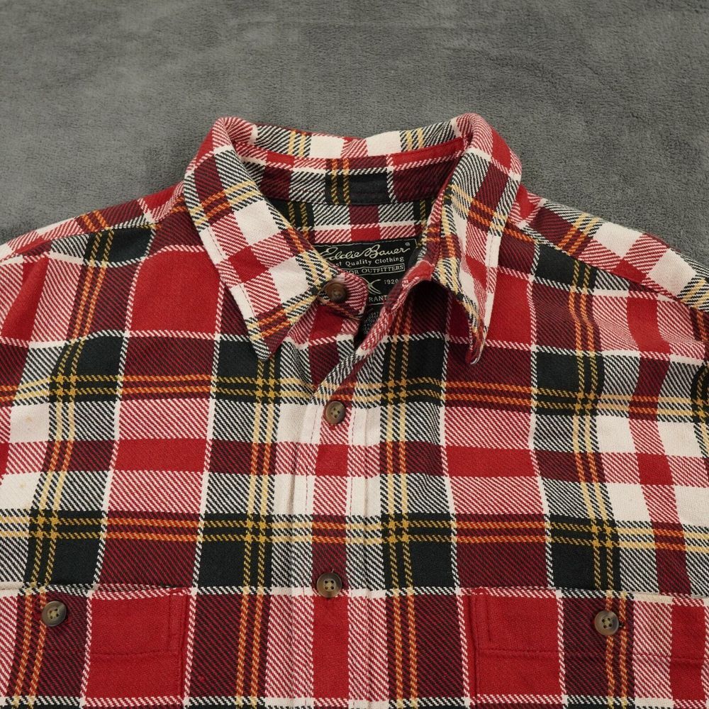 VTG Eddie Bauer Shirt Mens Extra Large Red Plaid Heavy Shacket Csmping‎ Gorpcore